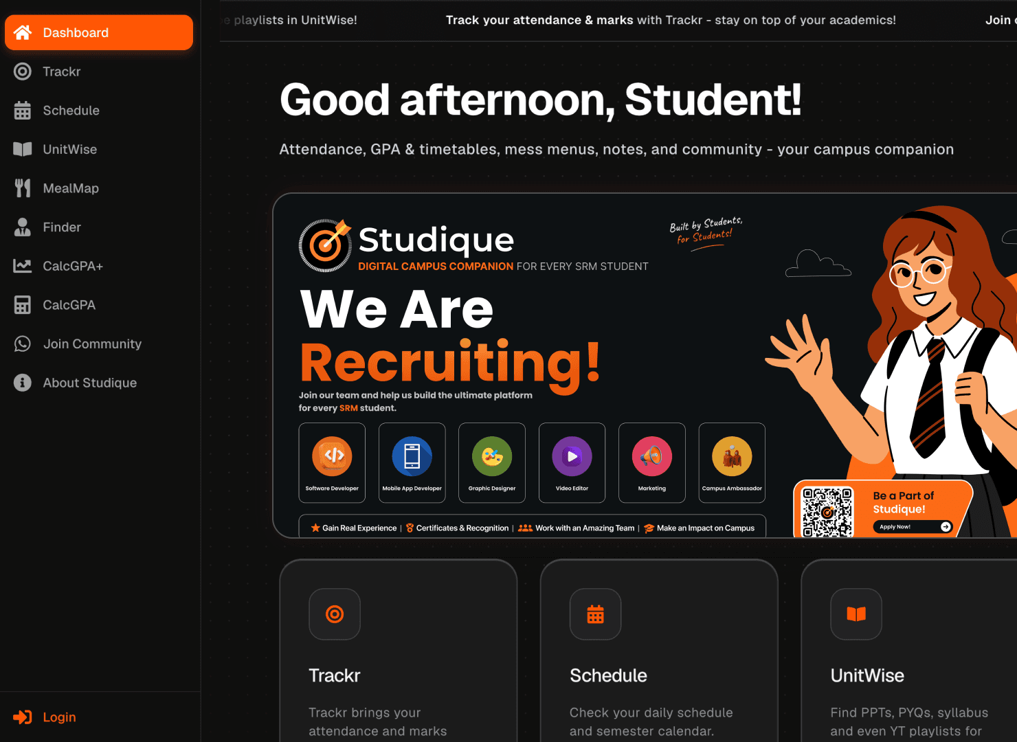 Studique project interface